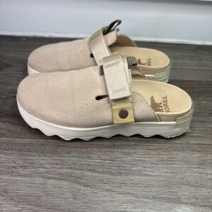 Sorel VIIBE Clog Womens Size 7.5 Suede Boho Comfortable Tan Mule